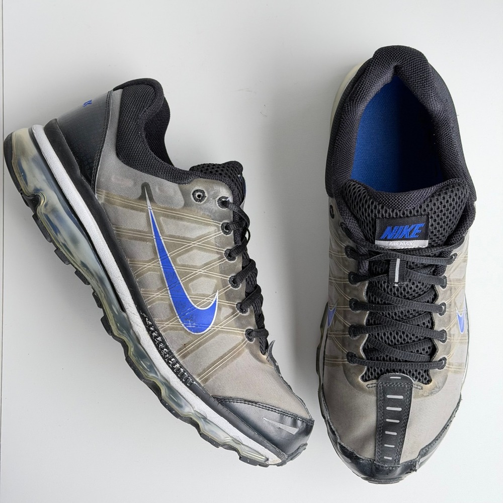Nike Air Max+ 2009 Mens 12 Grey Blue Running Shoes Athletic‎ Cushion Trainers